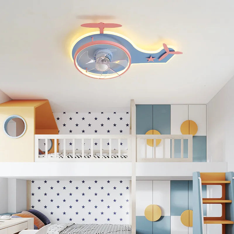 plafonnier led nordique ventilateur avion enfant réglable et télécommande