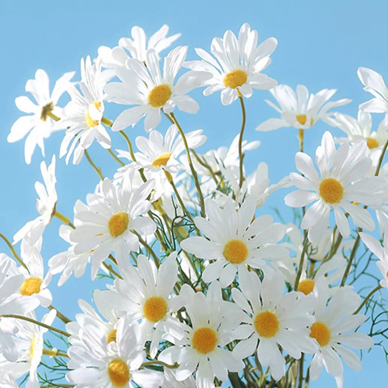 5 têtes de marguerites blanches fleurs artificielles pour décorations festives