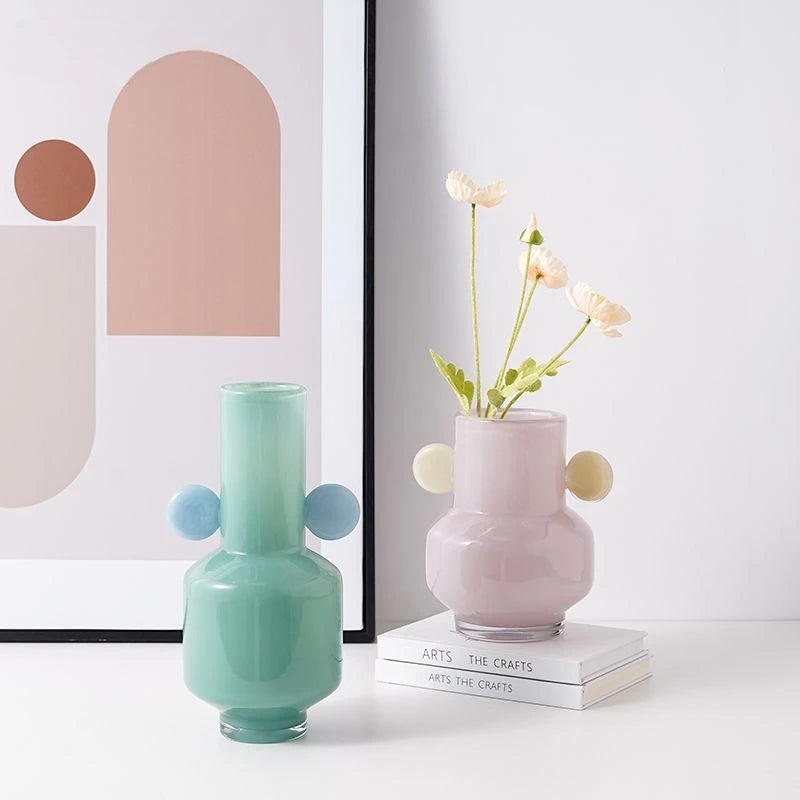 vase en vitrail fleur de dessin animé avec oreilles décoratif