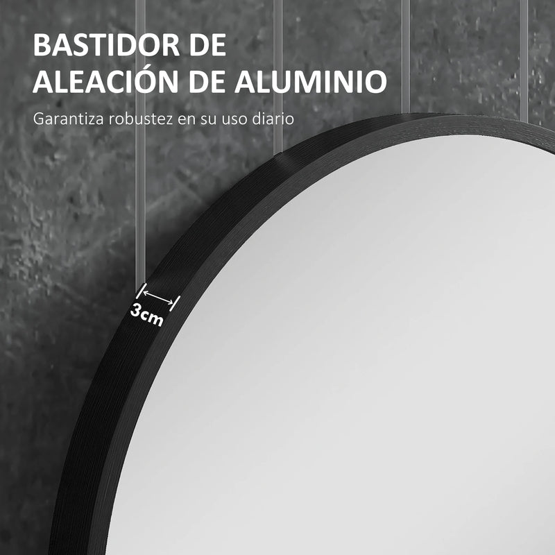 miroir ovale avec cadre en aluminium noir pour décoration intérieure