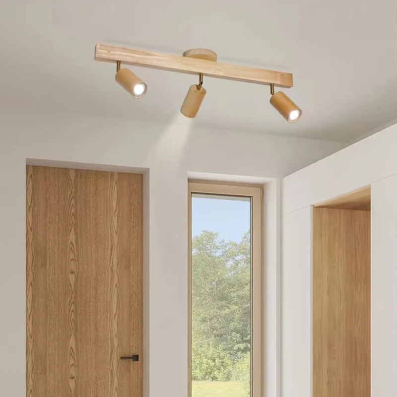 Bois/plafonnier LED moderne pour allée chambre vestiaire toilette magasin couloir luminaire sur rail Long lustre avec projecteur