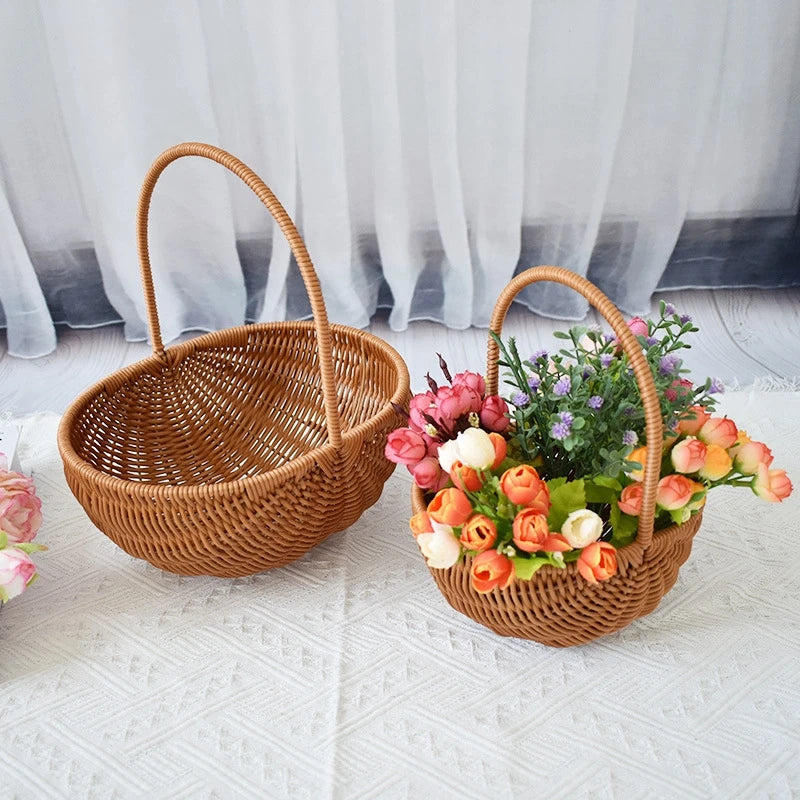 panier de rangement tissé à la main pour jardin et pique-nique