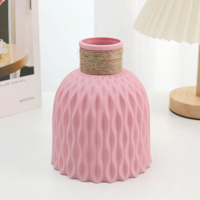 vase en plastique avec corde pour décoration florale à faire soi-même