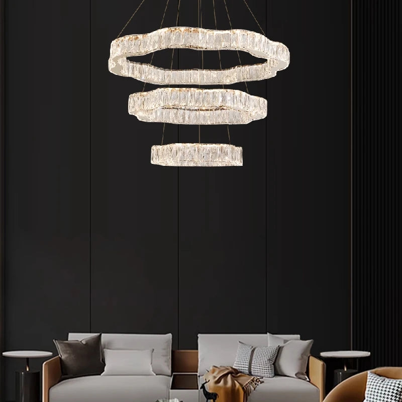 lustre moderne en cristal avec éclairage led design élégant