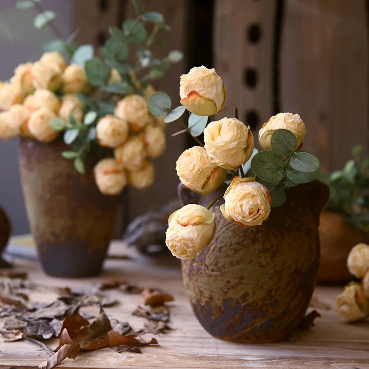 bouquet de roses artificielles en soie décorations rétro pour divers espaces