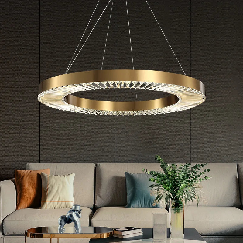 lustre cristal design moderne en acier inoxydable doré suspendu