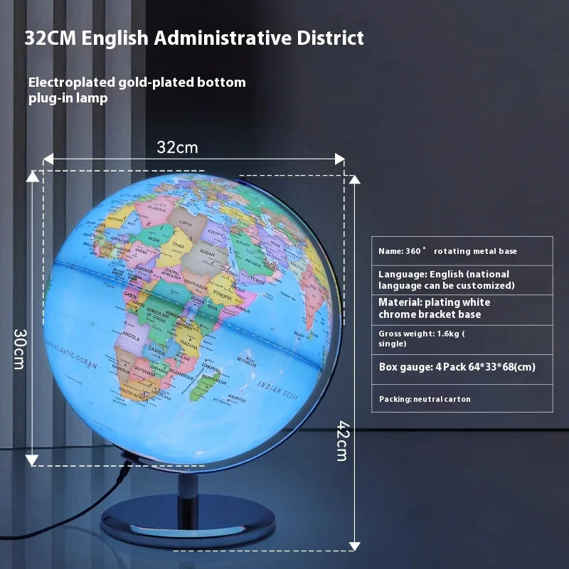 globe terrestre lumineux avec base rotative pour la rentrée scolaire