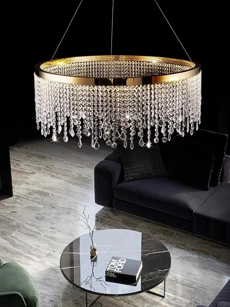 lustre moderne en cristal pour décoration intérieure élégante