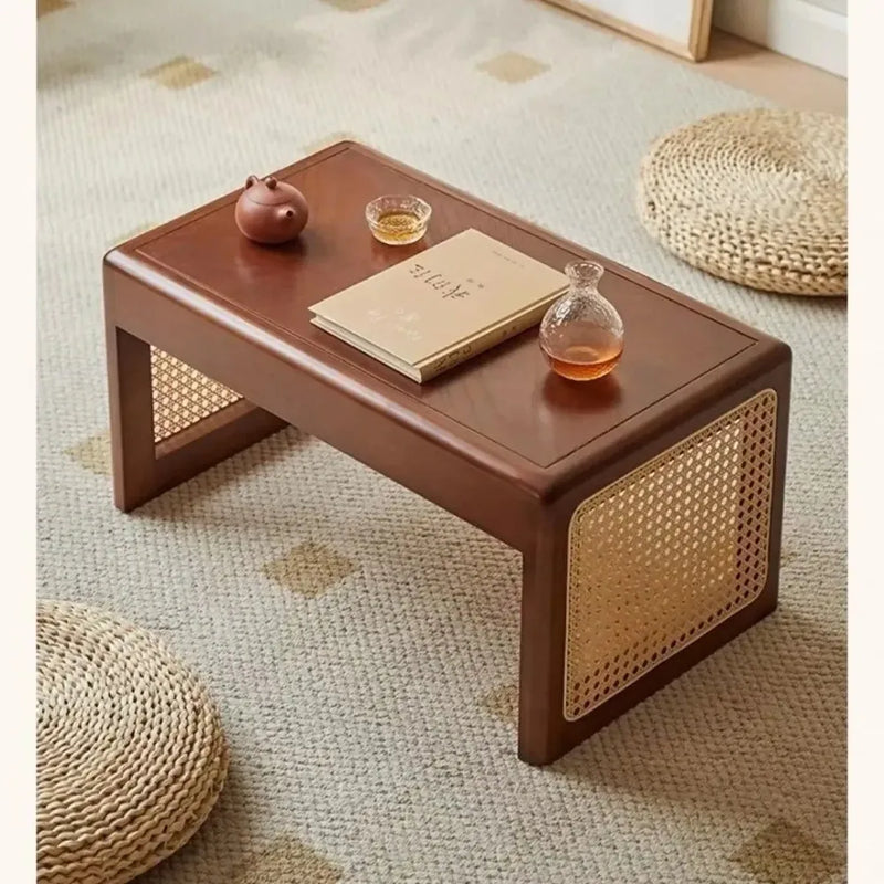 table basse en rotin massif style japonais rétro pour loisirs