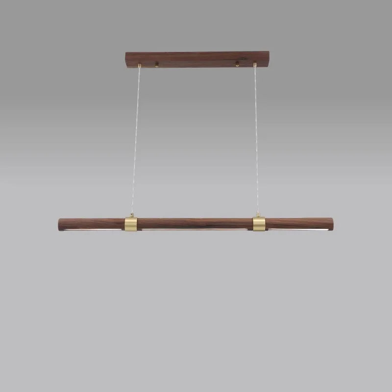 lustre long en bois avec éclairage led suspendu