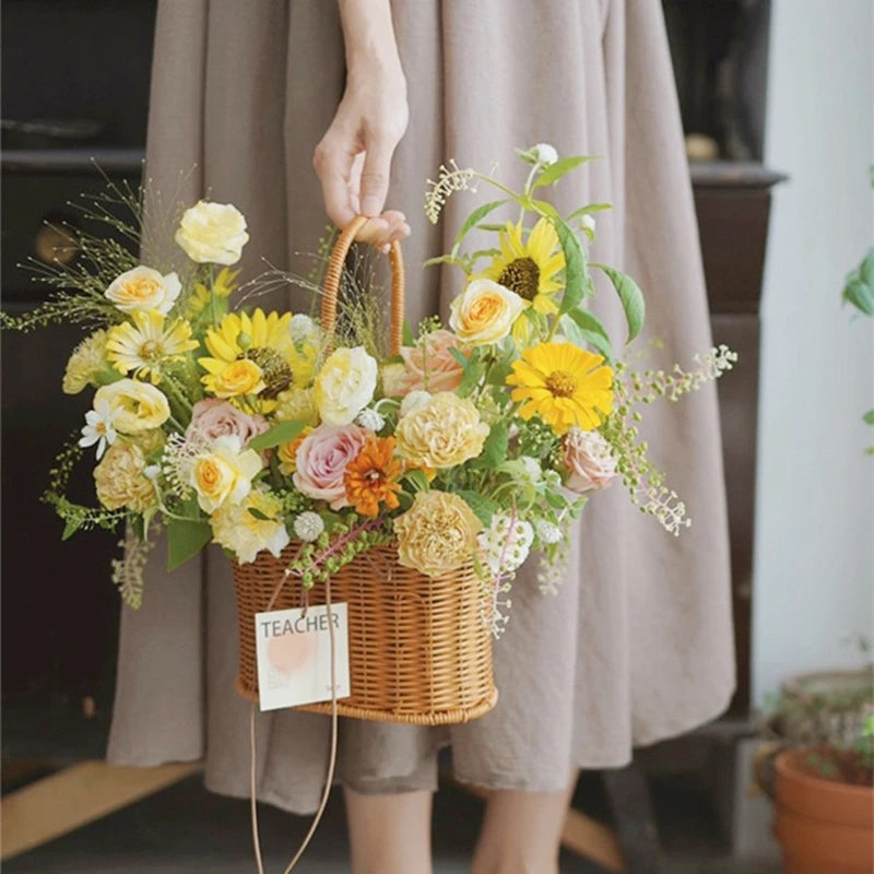 panier de rangement tissé à la main pour jardin et pique-nique