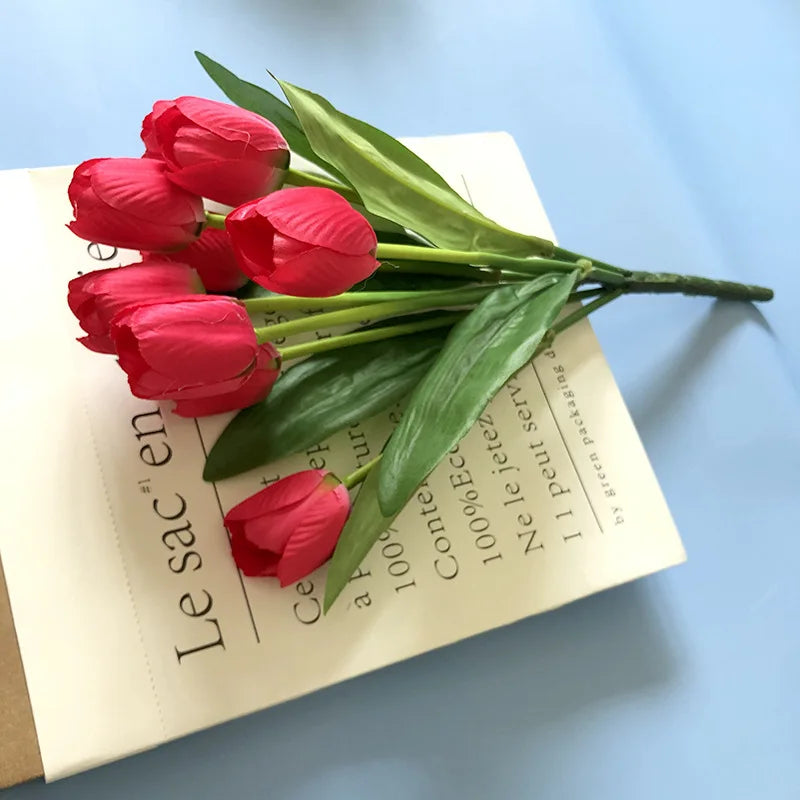 bouquet de tulipes artificielles pour mariage et décoration intérieure