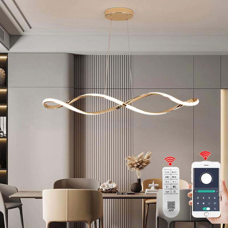 lustre led moderne suspendu avec éclairage et télécommande