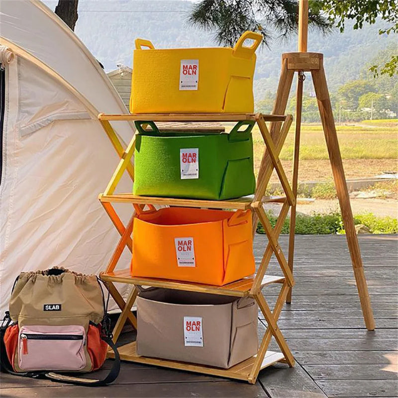 boîte de rangement pliable en feutre pour décoration et camping