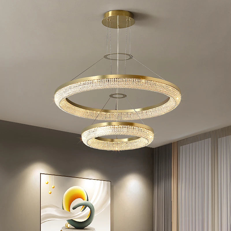 lustre en cristal rond design nordique pour décoration intérieure