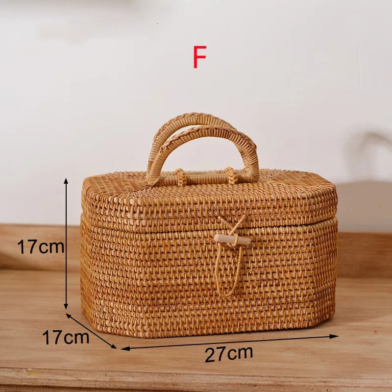 panier de rangement en rotin pour aliments et thé