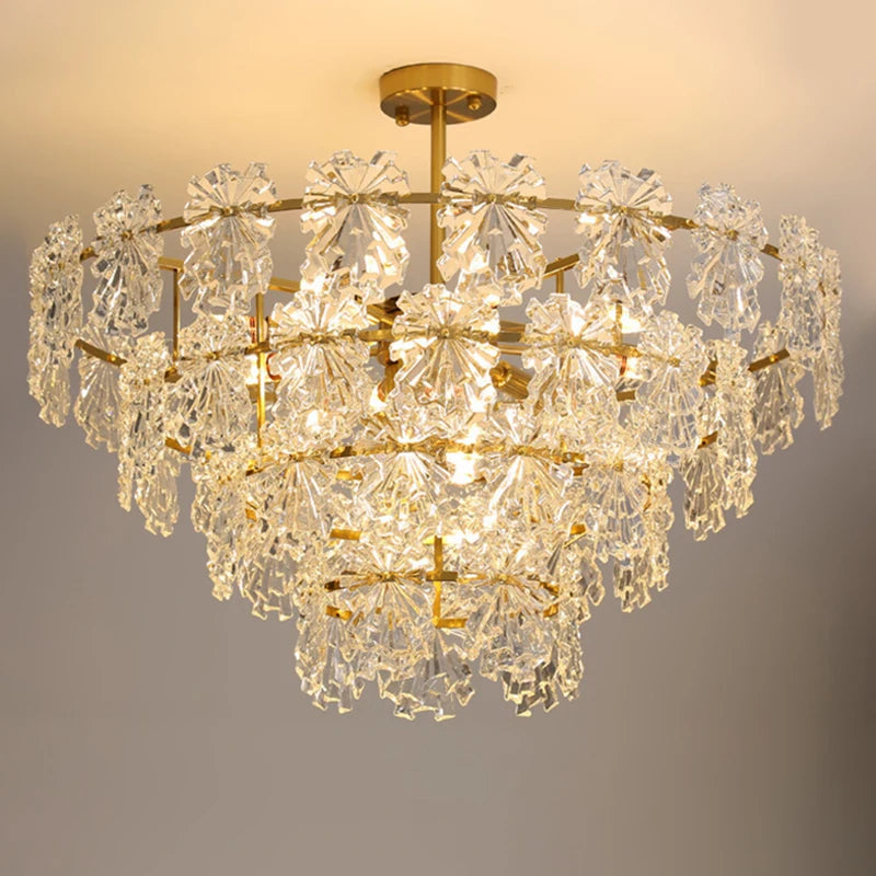 lustre moderne en cristal avec fleurs luminaire suspendu