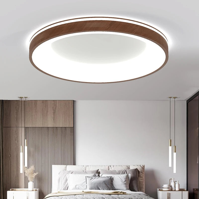 plafonnier led circulaire grain de bois design moderne minimaliste grande taille