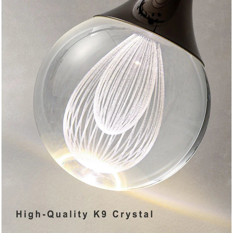 Lamp Globe Crystal Pendant Light 1-Light Mini Pendant Lighting For Kitchen,Teardrop Crystal Pendant Lamp For Bedroom Dining Roo