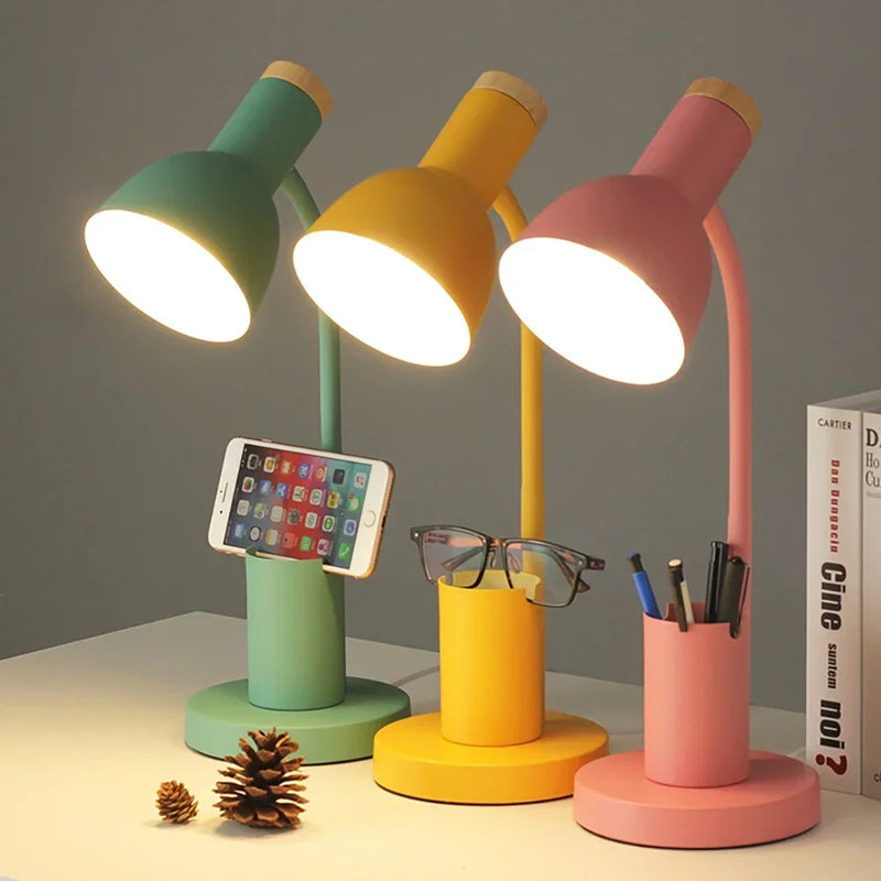 lampe de bureau créative nordique avec porte-stylo led décoratif