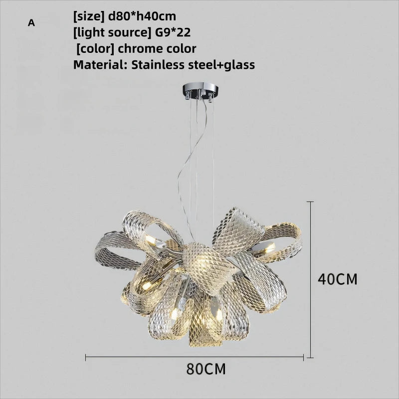 lustre minimaliste en verre design floral pour intérieur moderne