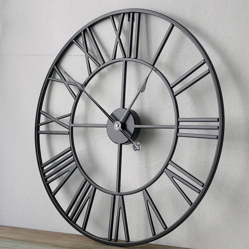 horloge murale moderne 3D rétro avec chiffres romains décoration intérieure