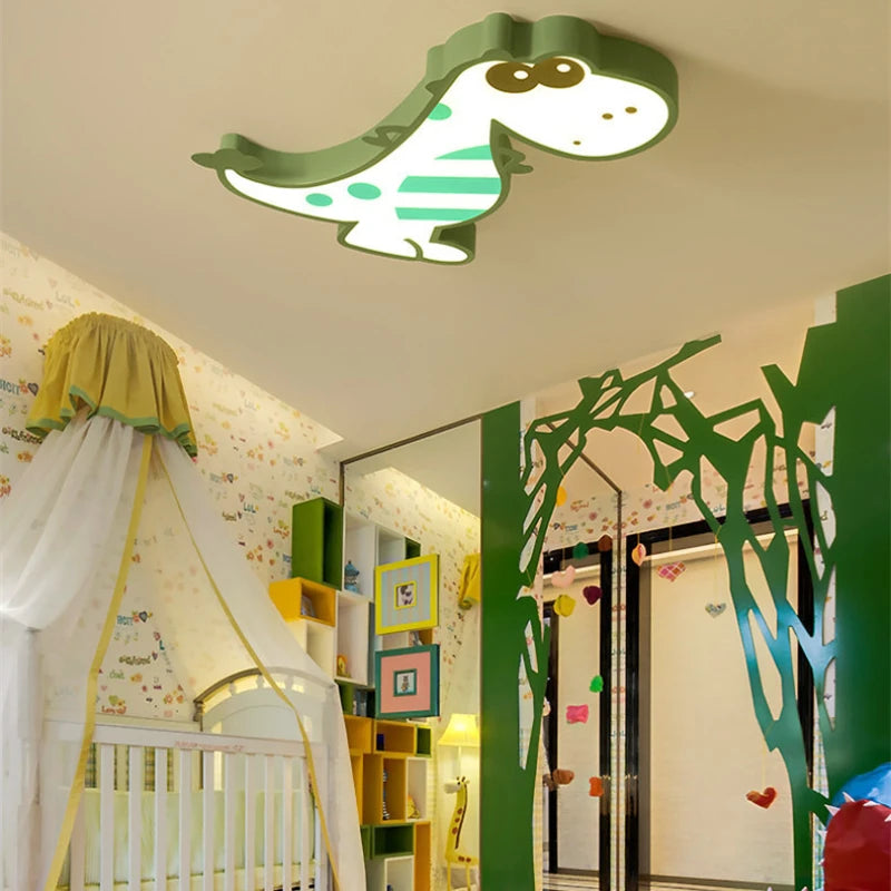 LED Ceiling Creative Cartoon Dinosaur for Children's Room Lamp, Modern Warm and Romantic Boy and Girl Bedroom Light  Lampara RC