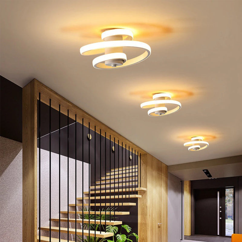 plafonnier led moderne en spirale pour un intérieur minimaliste