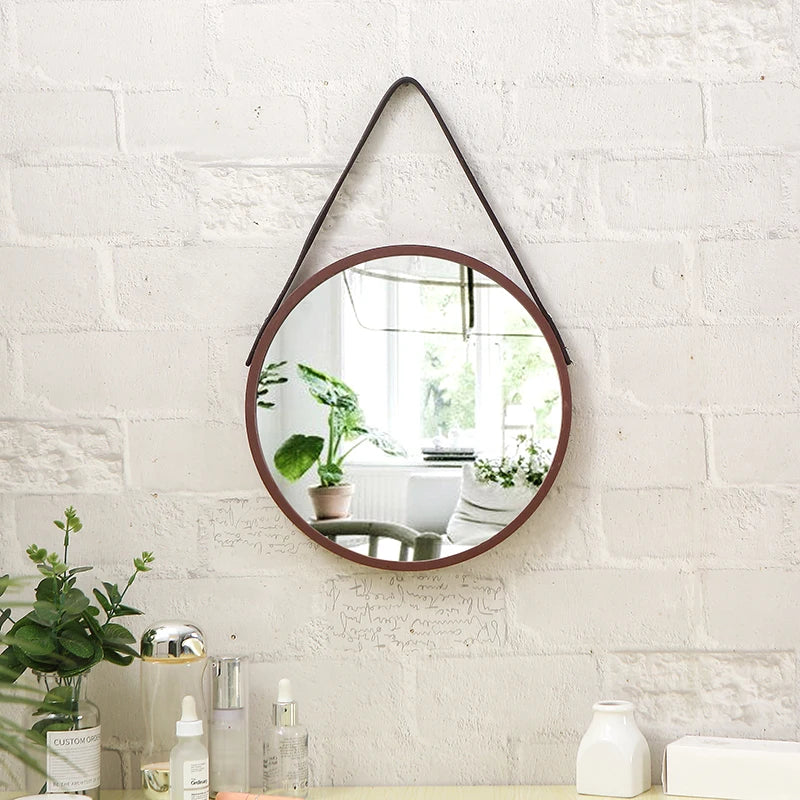 miroirs décoratifs ronds en bois rétro pour décoration intérieure