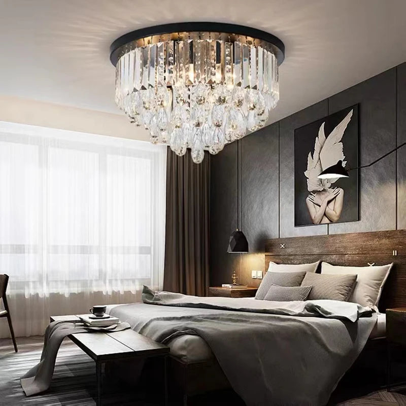 lustre led dimmable en cristal de style vintage luxueux