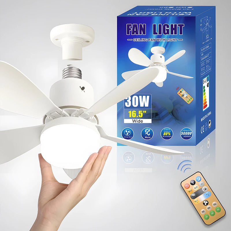 LED 30W ceiling fan light E27 with remote control for dimming, suitable for living room  study, household use Fan lamp 85-265V