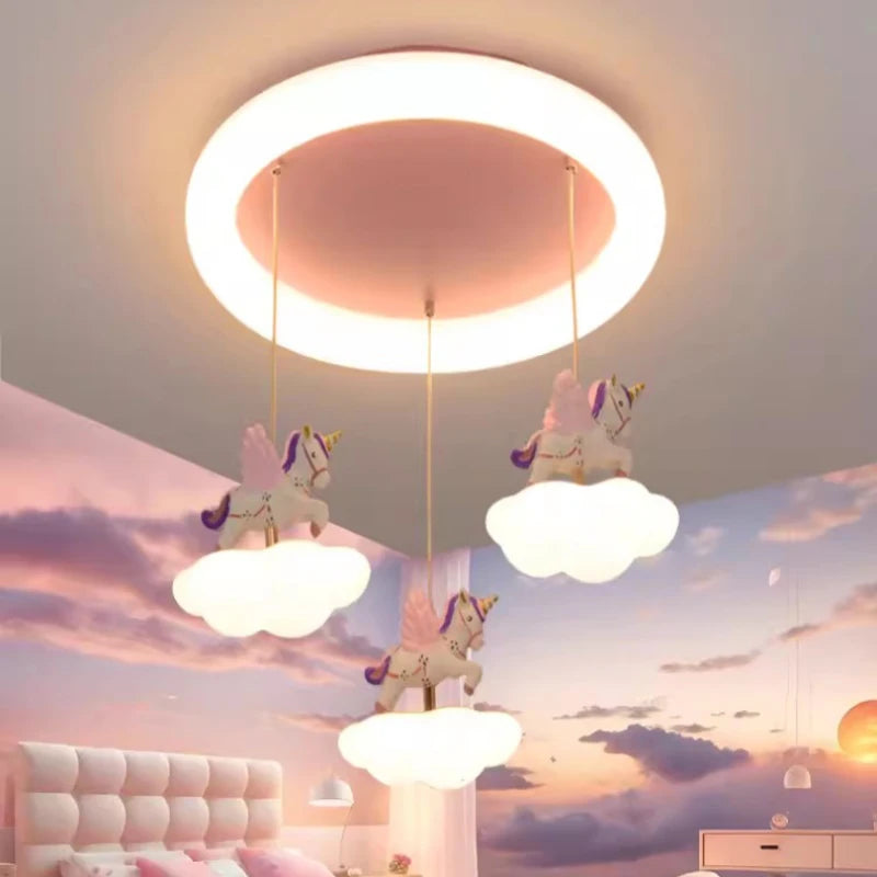 lustre romantique licorne nuage pour chambre d'enfant moderne