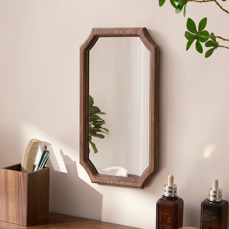 miroir vintage en bois massif pour maquillage étanche et antirouille