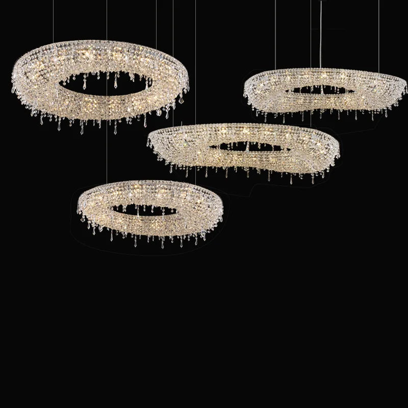 lustre led moderne de luxe en cristal pour hôtel duplex villa