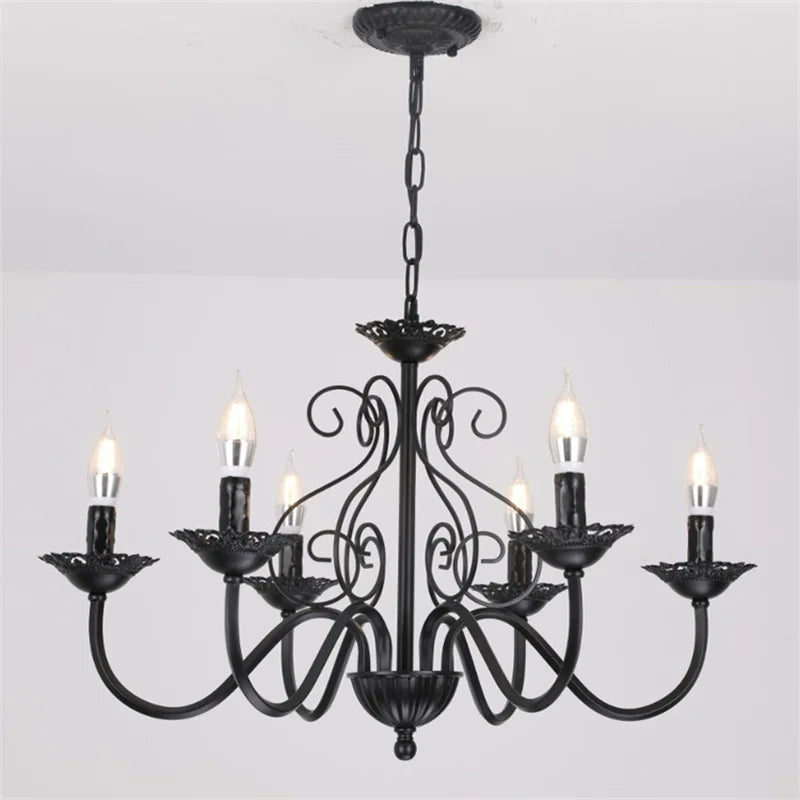 lustre rétro en fer forgé style campagnard américain pour décoration intérieure