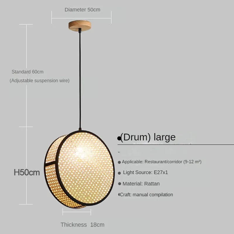 lustre créatif en rotin tissé pour décoration intérieure élégante