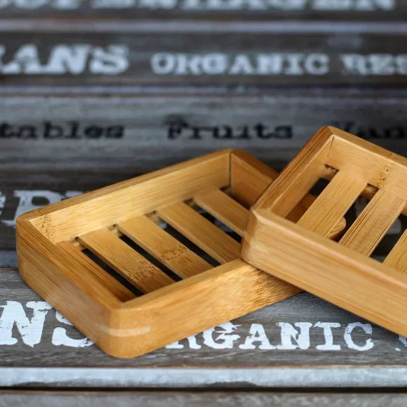 porte-savon en bois de bambou naturel pour rangement et organisation