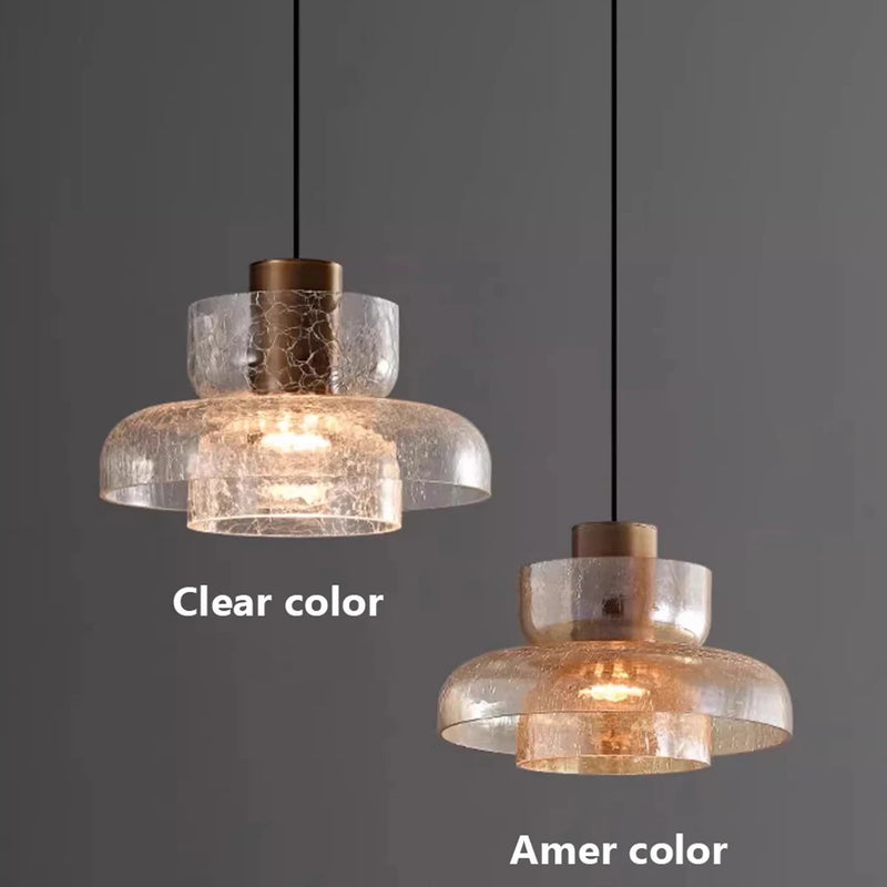 suspension led rétro en verre pour éclairage moderne et ambiance élégante