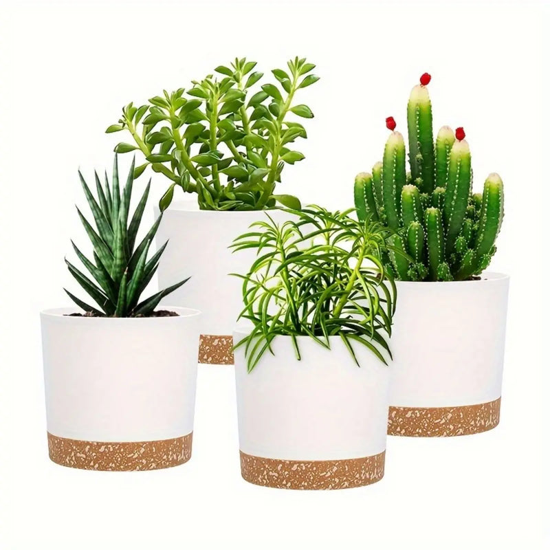 lot de 4 pots de fleurs ronds avec fond amovible et respirant