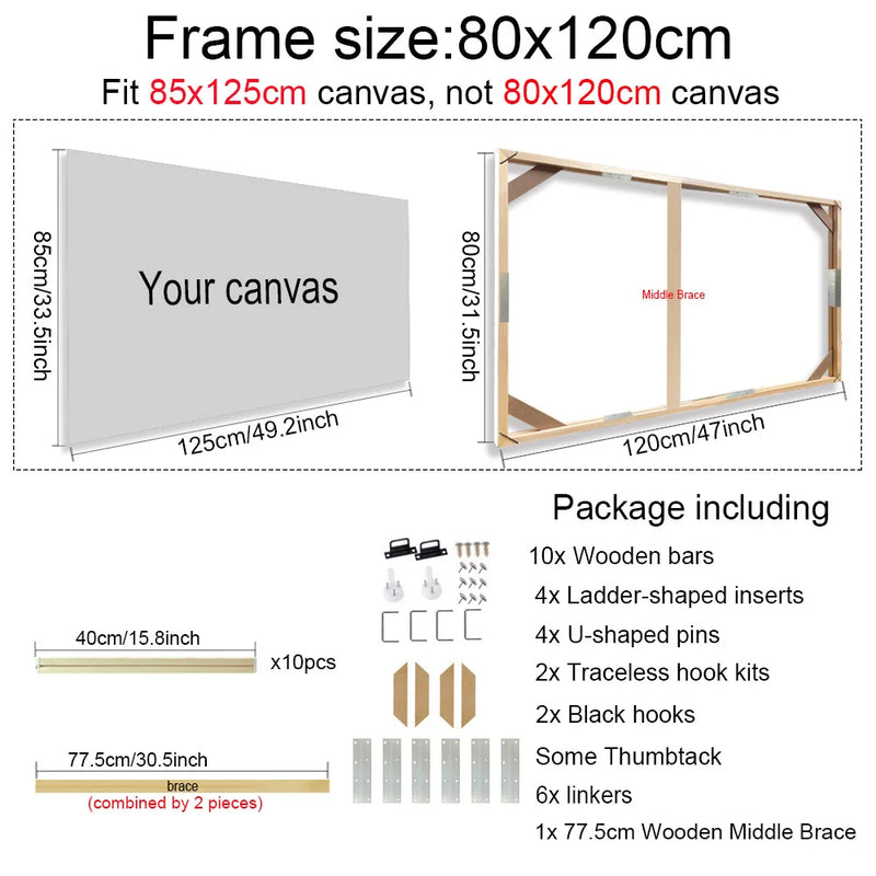 cadre mural en bois pour toiles et peintures décoratives