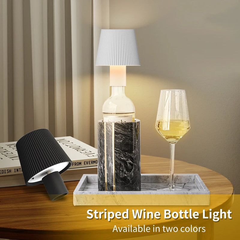 lampe de table led rechargeable rayée bouteille de vin interrupteur tactile décoratif
