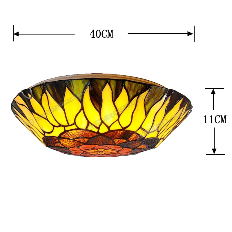 16-Inch Continental Sunflower Ceiling Tiffanylamps Bedroom Children's Den Bar Glass Art Lighting Personality Stairs