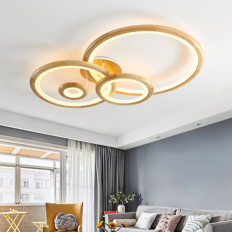 Lampe circulaire moderne en rondins pour salon