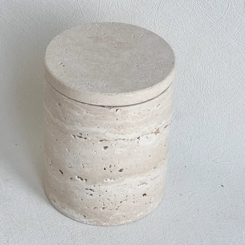 récipient en marbre wabi-sabi avec couvercle et boîte de rangement