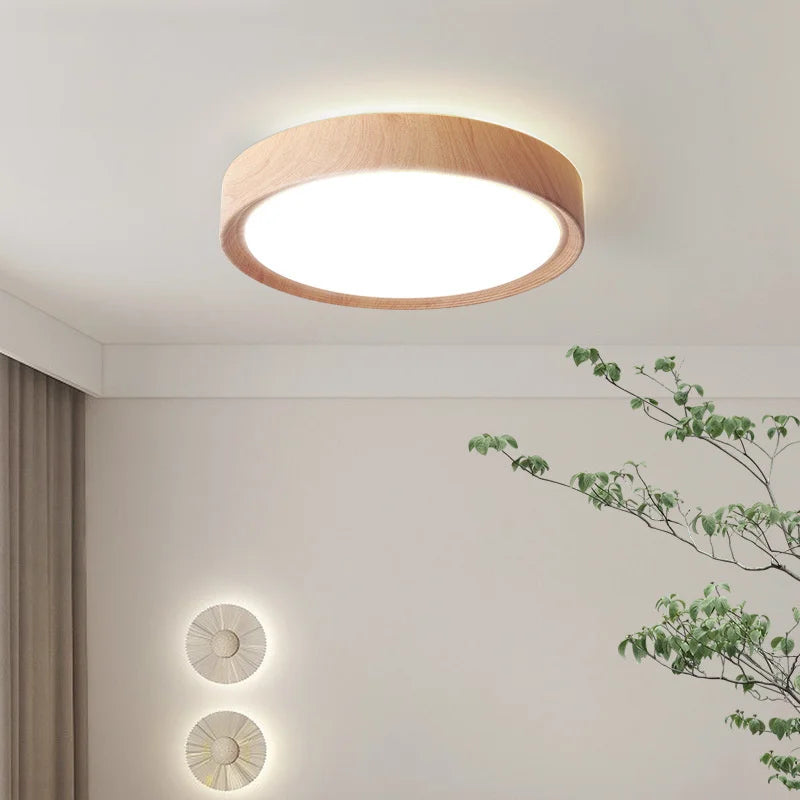 plafonnier led rond en bois éclairage d'intérieur luminaire décoratif