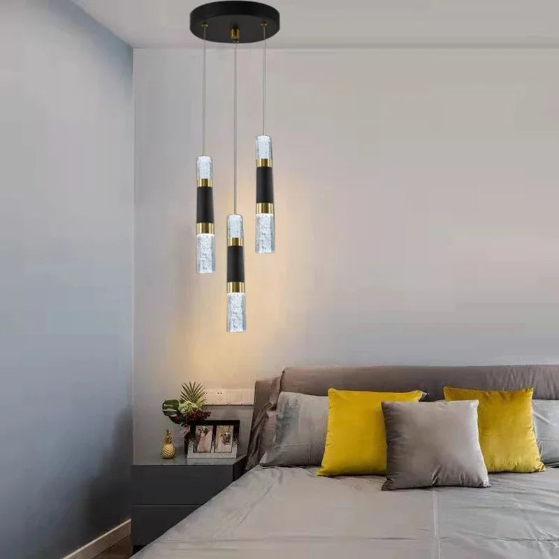 lustre moderne à LED avec lampes à bulles en acrylique suspendu