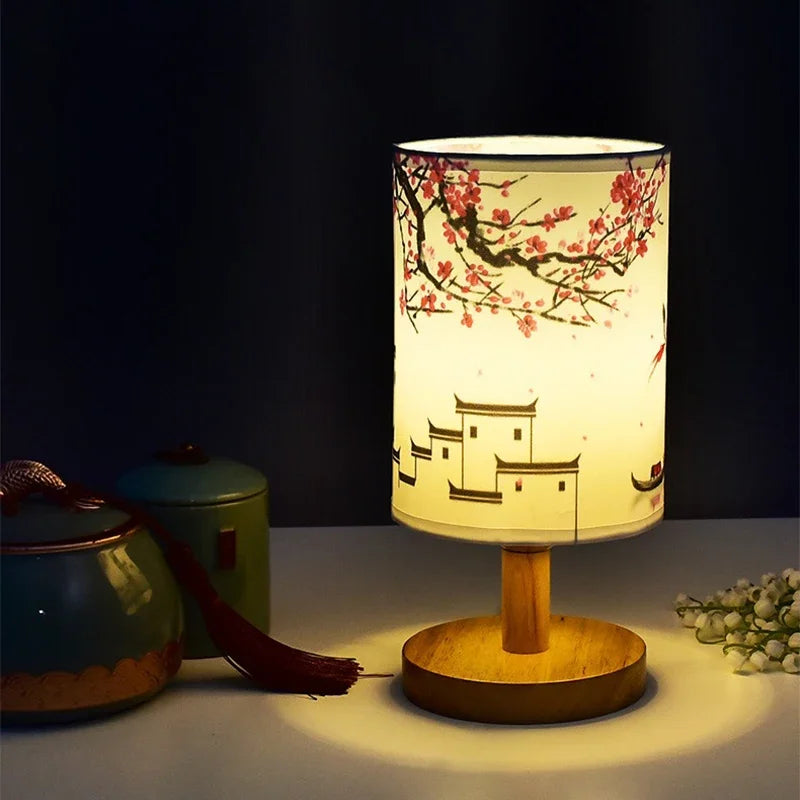 lampe de table led fleur de prunier design chinois pour ambiance douce