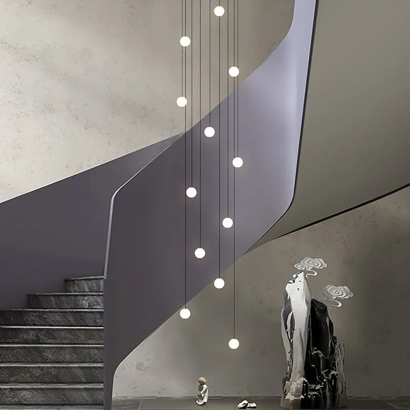 lustre long moderne minimaliste pour duplex villa appartement