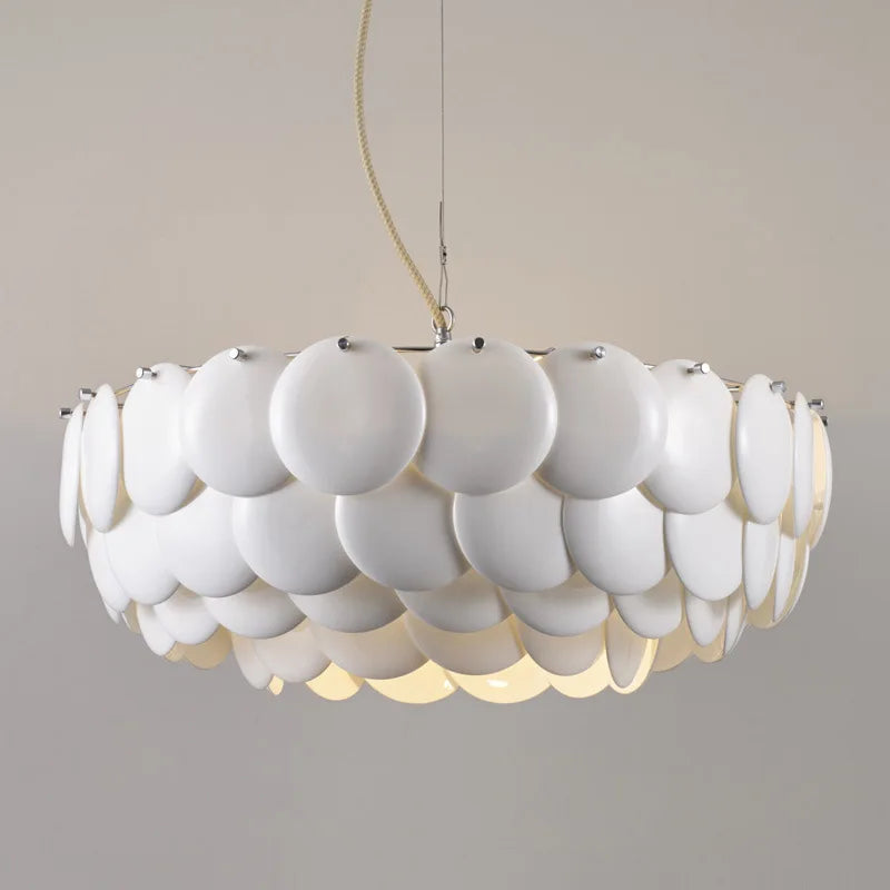 lustre moderne en céramique avec suspension en verre led