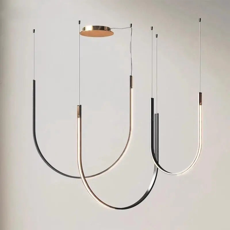 lustre design moderne en forme de u pour espaces industriels et créatifs